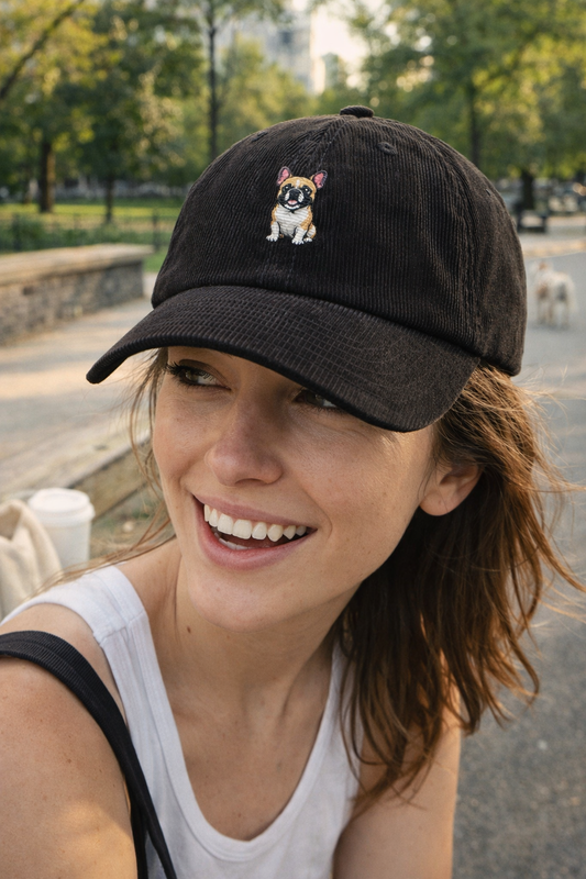 French Bulldog Embroidered Corduroy Cap – Stocky Energy