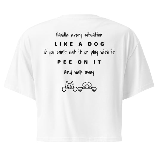 funny dog mom embroidered crop top white cotton